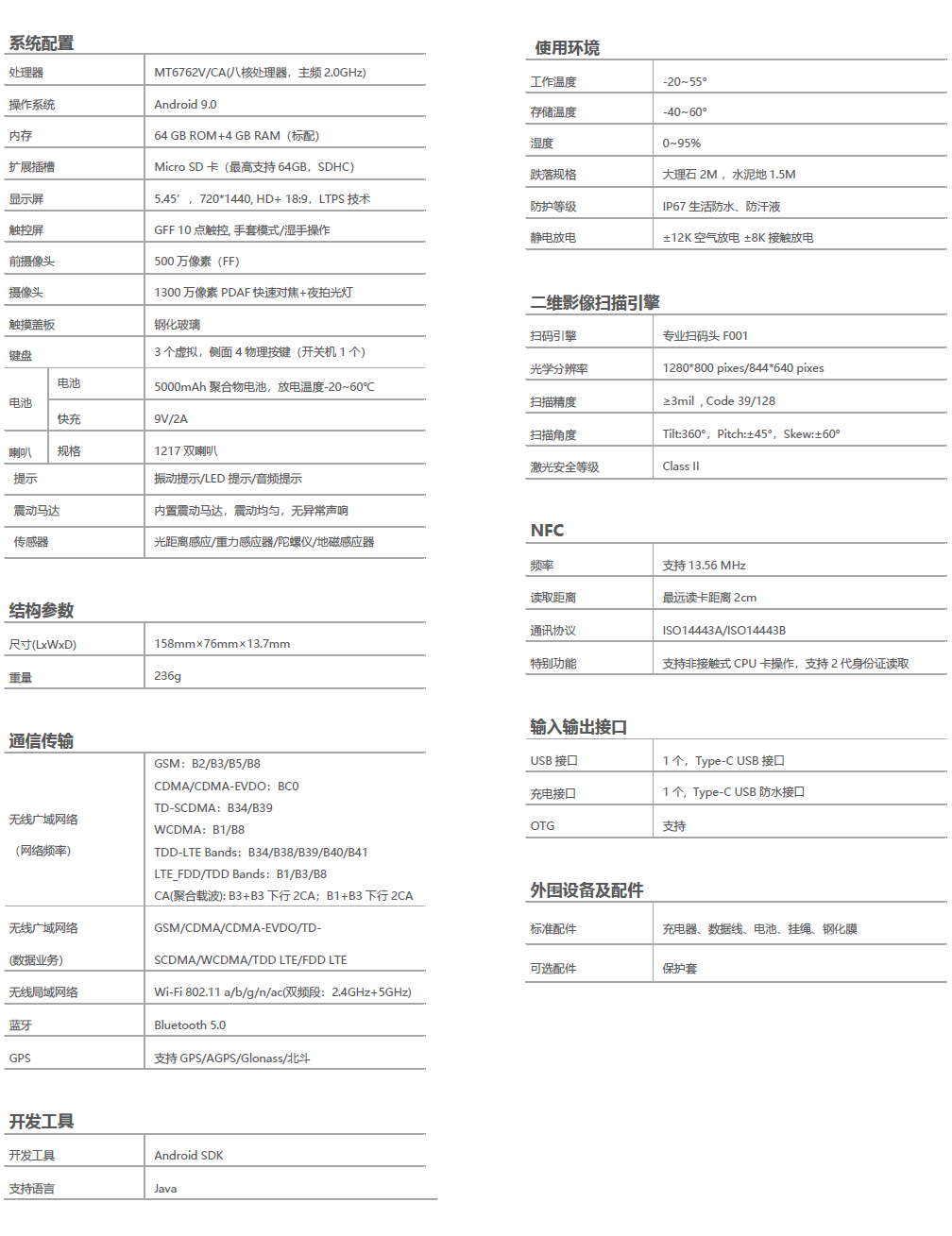 堅果JR007數據采集終端-手持機PDA參數